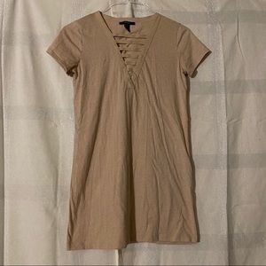 🍌Beige V-Neck T-Shirt Dress